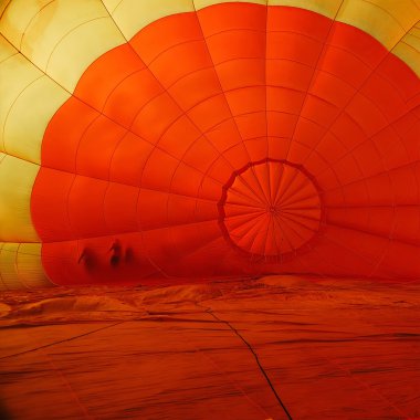 Beautiful inside big balloon on ground before input gas