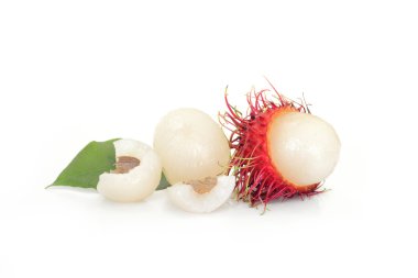 Taze rambutan izole beyaz arka plan üzerinde