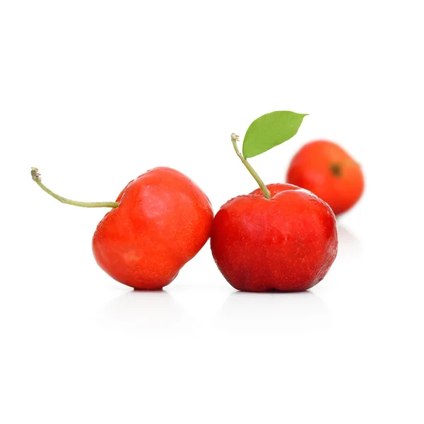 West Indian Cherry with leaf isolate on white background — Stock Photo, Image