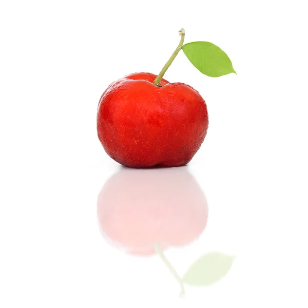 West Indian Cherry with leaf isolate on white background — Stock Photo, Image