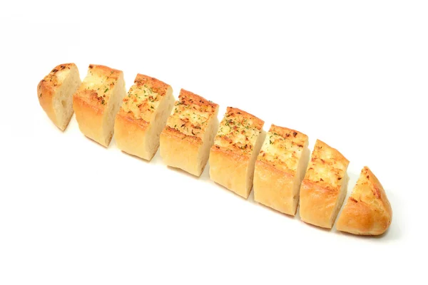 Česnekový chléb domácí izolaci na bílém pozadí — Stock fotografie
