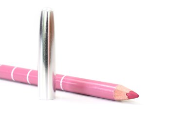 Fırça ve kozmetik kalem ile üzerinde beyaz backgrou ayrı tut makyaj