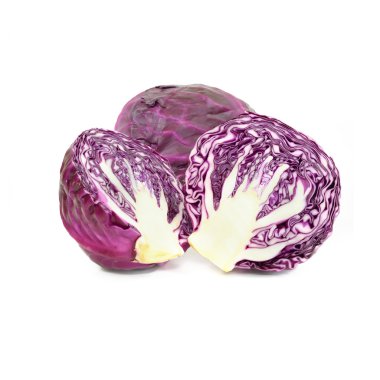 Beyaz arka planda kırmızı lahana