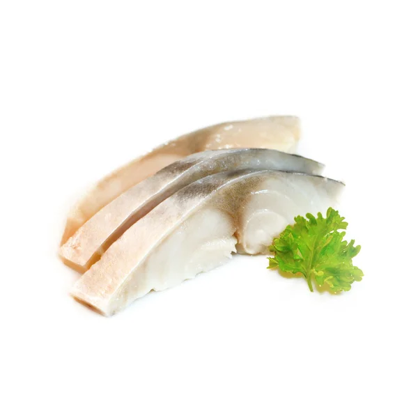 Style alimentaire japonais, Poisson de Saba frais sur fond blanc — Photo