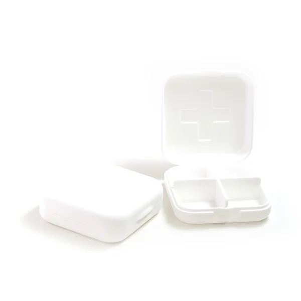 药盒或药箱子隔离在白色背景上 — 图库照片