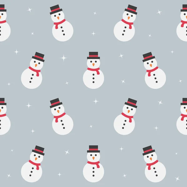 Χιονάνθρωπος Καπέλο Και Μαντήλι Αδιάλειπτη Μοτίβο Χειμερινό Φόντο Εικονογράφηση Διανύσματος — Διανυσματικό Αρχείο