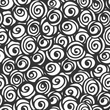 Spiral dikişsiz desen - soyut monokrom arka plan. Vektör illüstrasyonu.