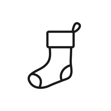 Düzenlenebilir felçli Noel Çorabı çizgisi simgesi. Basit bir tatil ve kış tasarımı. Vektör illüstrasyonu