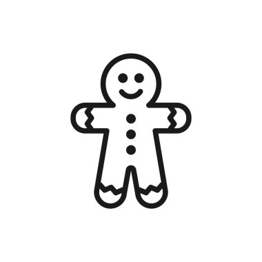 Kurgulanabilir felçli zencefilli pasta çizgisi ikonu. Basit bir Noel ve tatil tasarımı. Vektör illüstrasyonu.