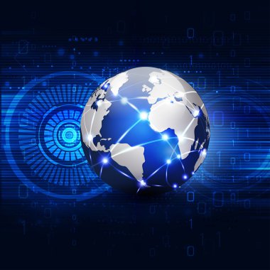 Gelecekçi dünya ağ iletişimi ve hareket akışı arka planı, vektör arkaplanı konsepti