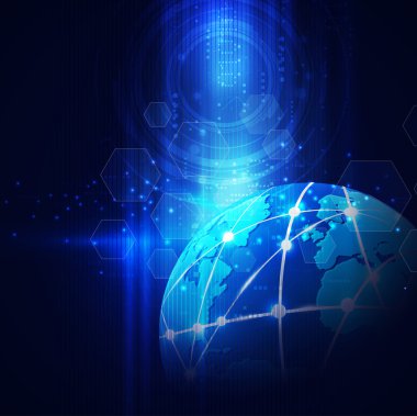 Hareket akışı arka plan üzerinde fütüristik dünyada ağ iletişim ve teknoloji kavramı