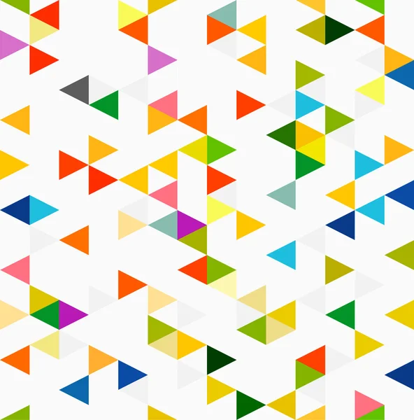 カラフルな三角形の幾何学的パターン、シームレスな背景、ベクトルイラスト — ストックベクタ