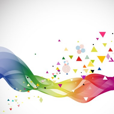 Soyut renkli dalga ve arka plan, vektör çizim üzerinde çeşitli üçgen tasarım