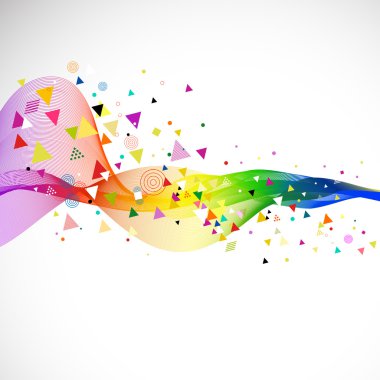 Soyut renkli dalga ve arka plan, vektör çizim üzerinde çeşitli üçgen tasarım