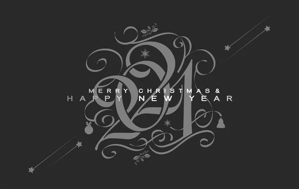 ハッピー2021新年とメリークリスマス ポスター バナーやグリーティングカードのためのレタリング組成や装飾パターンコンセプトと休日のお祝い ベクターイラスト ロイヤリティフリーストックベクター