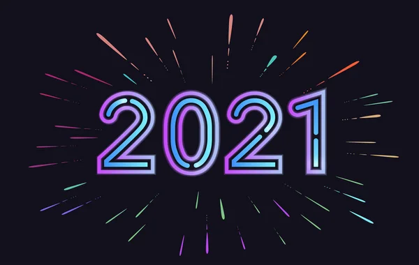 Mutlu 2021 Yeni Yıl Harf Kompozisyon Teknisyeni Oyuncu Konseptiyle Birlikte — Stok Vektör