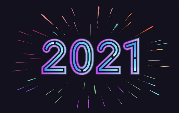 Mutlu 2021 Yeni Yıl. Harf kompozisyon teknisyeni ya da oyuncu konseptiyle birlikte tatil serebrasyon şablonu. Vektör İllüstrasyonu
