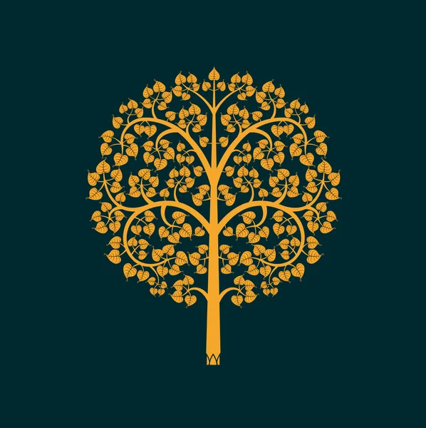 Goldenes Bodhi-Baum-Symbol, Vektorillustration — Stockvektor