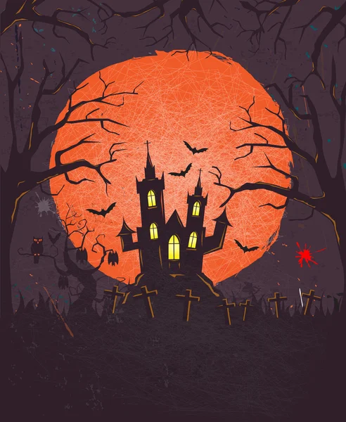 Halloween achtergrond met ruimte voor tekst en oude stijl grunge textuur, vectorillustratie — Stockvector