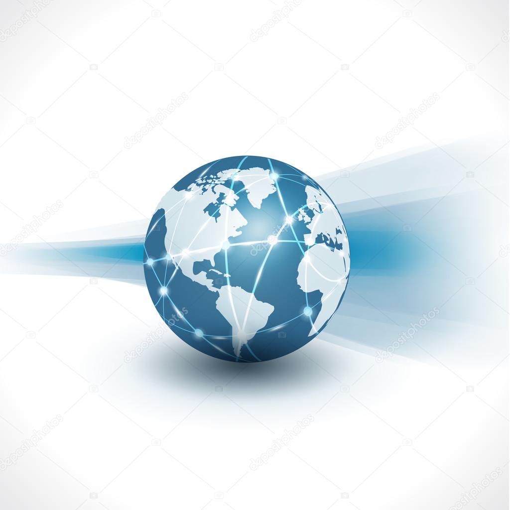 Communication world & technology business  flow motion isolate white background, vector illustration