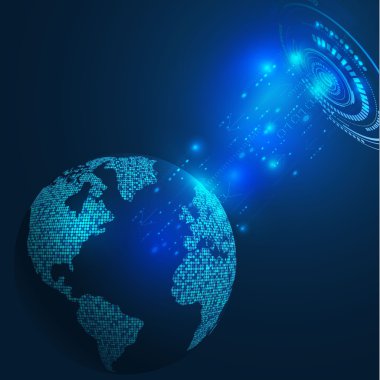 Dünya futuristik iletişim ve teknoloji kavramı arka plan