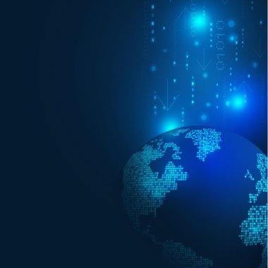 Dünya futuristik iletişim ve teknoloji kavramı arka plan