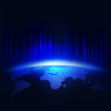 mavi ışık, vektör çizim parlak ışınları dünyada