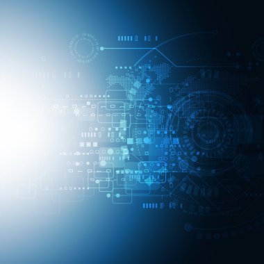 Teknoloji devre fütüristik arka plan, vektör çizim