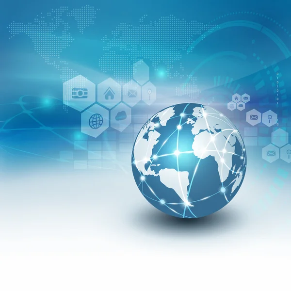 Fütüristik dünyada ağ iletişim ve teknoloji kavramı hareket akışı arka plan, vektör çizim