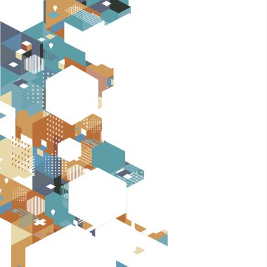 Soyut renkli ve geometrik altıgen şablonu ile yaratıcı bir