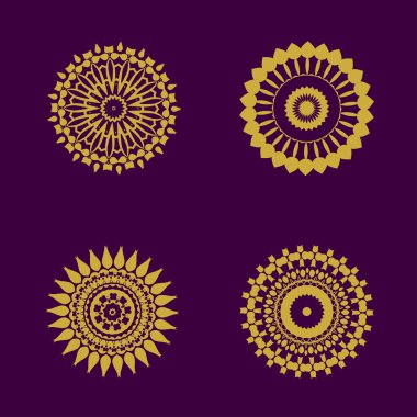 Abstract pattern circles with bodhi concept asia art style isolate on black background, vector illustration clipart
