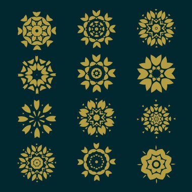 Daireler desen yaprak ve çiçek kavramı ile kümesini yalıtmak arka planda, vektör çizim