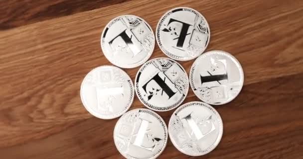 Spinning Silver Colored Litecoins Coins Nit Real Litecoin Just Representation — Stock Video