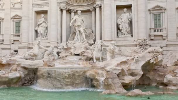 Fontän Trevi Rom Fontänen Trevi Den Största Barockfontänen Roms Mest — Stockvideo