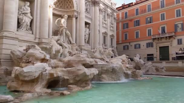 Nádherná Fontána Trevi Fontana Trevi Římě Slunečného Dne Itálie — Stock video