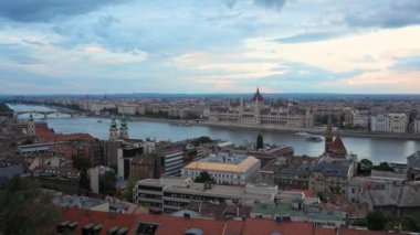 Macaristan 'da Budapeşte ve Tuna seti havacılık manzarası