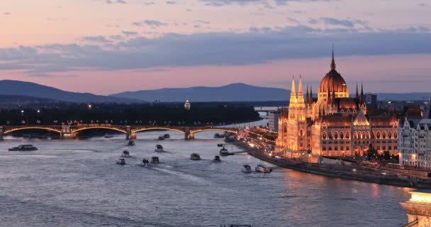 Letecký Pohled Budapešť Dunaj Nábřeží Maďarsko — Stock video