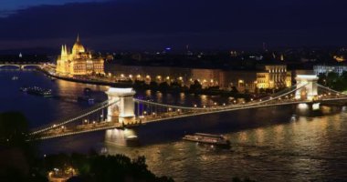 Macaristan 'da Budapeşte ve Tuna seti havacılık manzarası