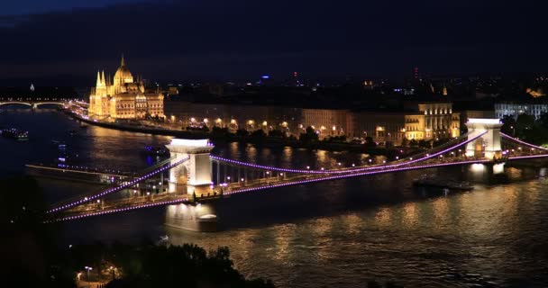 Вид Воздуха Budapest Danube Enbankment Hungary — стоковое видео