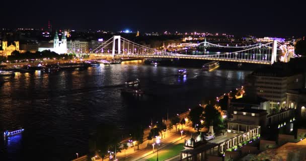 Aerial View Budapest Danube Enbankment Hungary — Stock Video