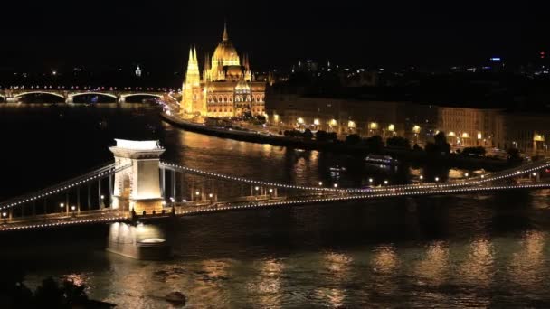 Luchtfoto Boedapest Donauoever Hongarije — Stockvideo