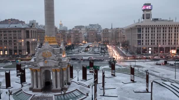 Piazza Dell Indipendenza Kiev Durante Transizione Dal Giorno Alla Notte — Video Stock