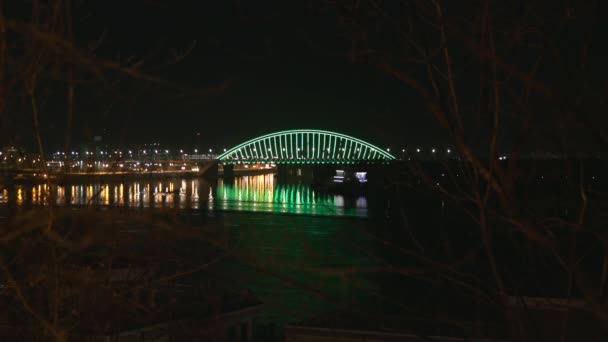 Dnjepr Damm Kiew Und Eine Brücke Über Den Fluss — Stockvideo