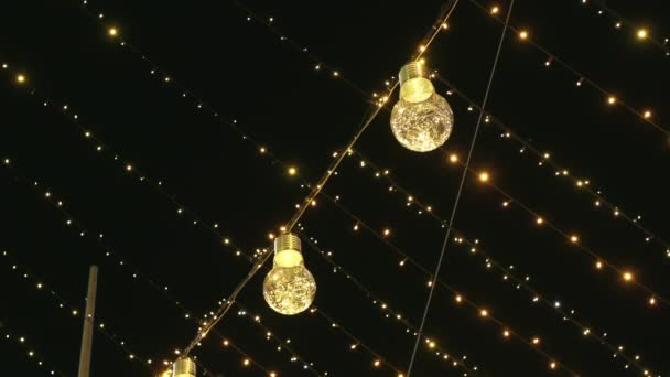 Decorative Light Bulbs Garlands Christmas Tree — Stock Video