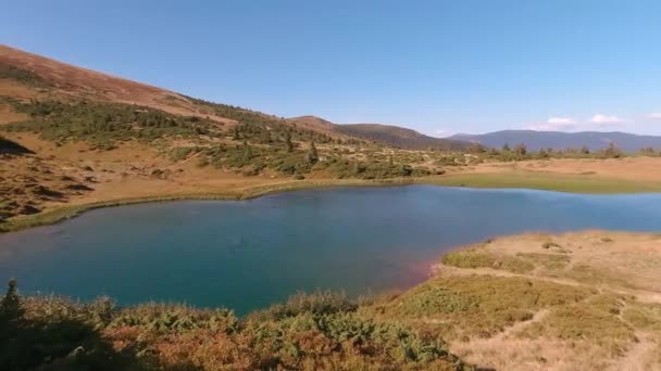 Lago nas montanhas dos Cárpatos em dia ensolarado. — Vídeo de Stock