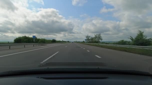 Highway Cloudy Day Windshield Car — 图库视频影像