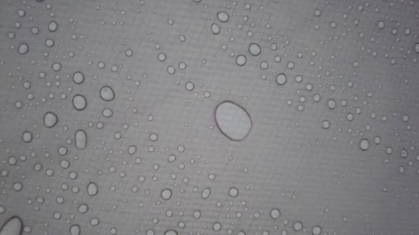 Капля Дождя Соскальзывает Внешнего Тента Палатки Время Сильного Дождя — стоковое видео