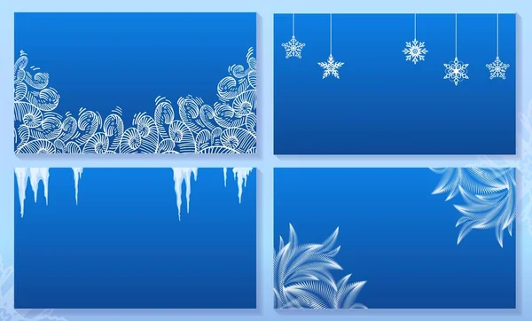 Winter Hintergrund Set, Banner blau Schnee abstrakt, kalte Jahreszeit, schöne Landschaft, Design, Cartoon-Stil Vektor Illustration. lizenzfreie Stockvektoren