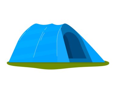 Seyahat çadırı seti, kamp malzemeleri, yaz macerası, çizgi film stili vektör çizimi, beyaz üzerine izole edilmiş..