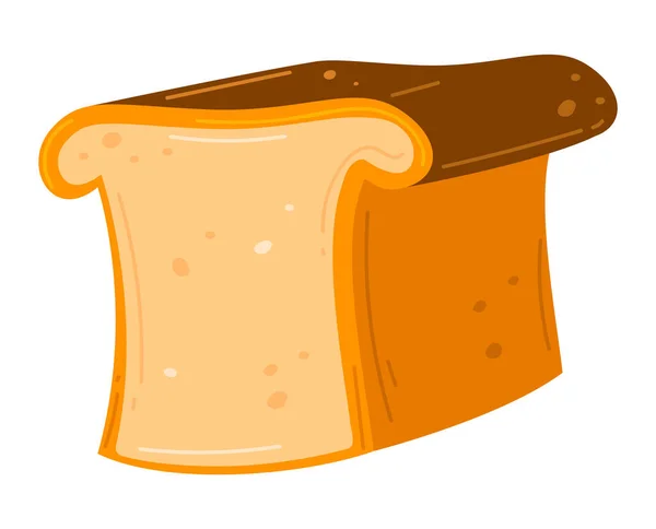 Pão branco de pão, produtos de panificação frescos, crosta crocante frita, boa padaria design desenho animado estilo vetor ilustração, isolado em branco. —  Vetores de Stock
